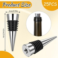 25 Pieces Wine Bottle Stopper Set Kit Reusable Decorative small, Silver