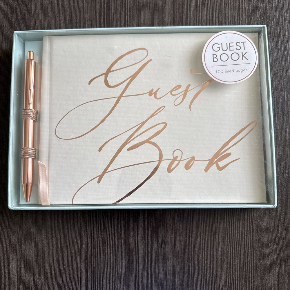 NEW Punch Studio GUEST BOOK 100 Lined Pages with Gold Pen Party Event SEALED BOX