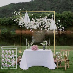 Metal Wedding Arch Frame Gold Iron Garden Party Stand Backdrop Flower Display