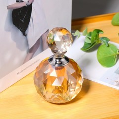 JOASURA 14ML Crystal-Glass Empty Perfume Bottle,Circle 0.5 Ounces, Champagne