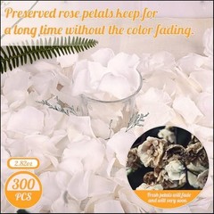 300 PCS Real White Rose Petals for Wedding, 2.82oz Fresh Rose Petals for Flower