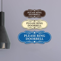 Designer Please Ring Doorbell Sign (Black/Gold) – Small 1 Pack