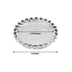 6 Clear Glass Pillar Candle Holder Plates Beaded Rims Party Events Supplies