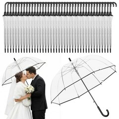 60pcs Auto Open Clear Dome Umbrella 8 Ribs Auto Open Stick Umbrella for Wedding