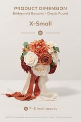 Ling’s Moment Terracotta Artificial Flowers Bridesmaid Bouquet Set of 4, 7 Inch