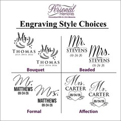 Mr & Mrs Personalized Engraved Champagne Flutes – Wedding Toasting Glasses Set o
