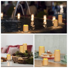 Flameless Candles 4″ 5″ 6″ Set of 3 Ivory Outdoor Indoor Pillars 3″ Diameter …