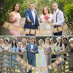 Jute Burlap Just Married Bunting Banner Vintage Hessian Flag for Wedding Part…