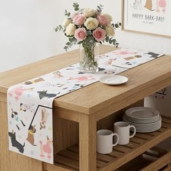 Cobee 72x13in Dog Table Runner, Puppy Birthday Party Decoration Themed Dog