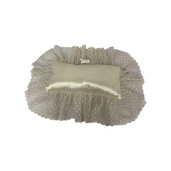 Vintage Cream Satin Lace Flower Rectangular Wedding Ring Bearer Pillow Polyester