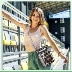 Women Clear PVC Soccer Crossbody Bag Black and White Soccer Bag for Events