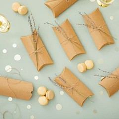 100Pc Small Kraft Paper Pillow Gift Boxes w/ Twine for Jewelry Candy Party Favor