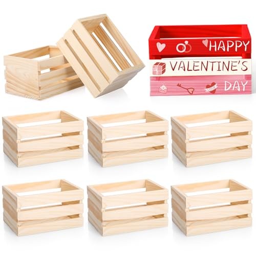 Decorative Wood Crates Nesting Storage Container,5″ Farmhouse Decorative DIY 6