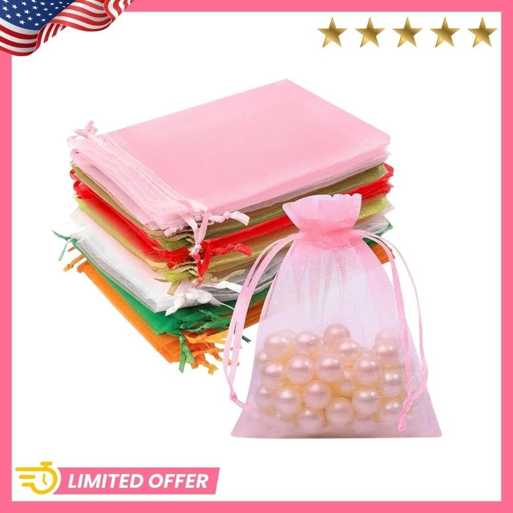 50 PCS Organza Gift Bags Bulk 3×4 Inch Mixed Colors – Jewelry, Wedding