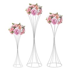 3-Pc Silver Electroplated Iron Hourglass Flower Stand Set Modern Centerpiece
