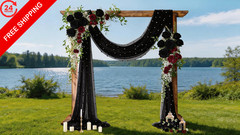 Socomi Pearl Table Runner Black Summer Wedding Arch 19ft X 1pc Drape,