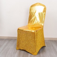 Metallic Tinsel Spandex Banquet Chair Cover Sash Band Buckle Party Decorations