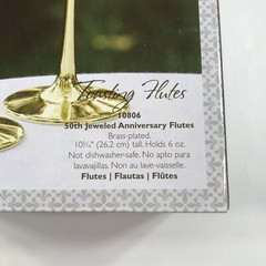 NEW HBH Company Champagne Toasting Flutes Gold Brass Plated 50th Anniversary