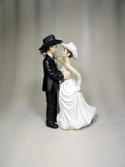 Western Cowboy Cowgirl Wedding Bride Groom Cake Top 6 inches Excellant NM