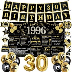70th Birthday Decorations for Men – Black Gold Party Supplies Set
