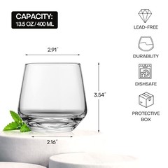 Stemless Wine Glasses Set of 4, 13.5oz Red White Wine Glasses 13.5oz Set of 4