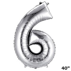40″ SILVER Number 6 Mylar Foil Balloon 1 pc Party BackDrop Decorations Supply