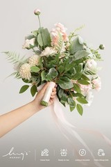 Elegant Blush Pink Wedding Bouquets Bride Silk Roses Gardenia 15 Inch Free Form