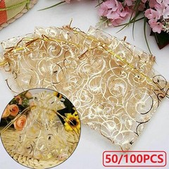 200pcs Gold Organza Wedding Party Gift Bags Favor Candy Sheer Jewelry Pouches US