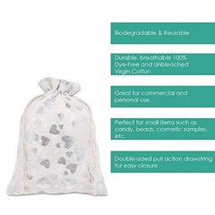 12-Pack 8×10 Reusable Cotton Canvas Muslin Gift Hearts (Silver) Large (12-Pack)