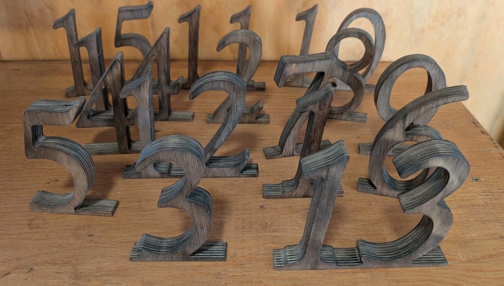 Solid Wood Table Numbers 1-15 Freestanding Party /Wedding Event Table Markers 5″