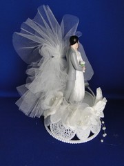 New Vintage Wilton Tender Love Wedding CakeTop, grey suit, 114-401
