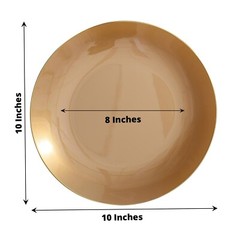 GOLD 10 Glossy 10″ Round Plastic Salad PLATES Gold Rim Party Events Decorations