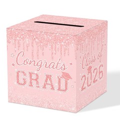 Pink Graduation Congrats Card Box, 2026 Rose Gold Graduation Party Decoration…