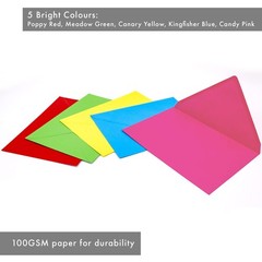 Pukka Pad, Carpe Diem Gummed Envelopes for Greeting Cards and A7, Bright