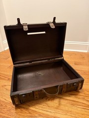 Unique Wooden Vintage Style Locking Suitcase for Wedding Reception Gift Cards