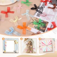 52 Pcs Mini Ribbon Bows, 2″ Tiny Bows Organza for Crafts, Mixed Colors
