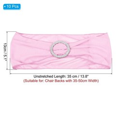 10Pcs 14″x5″ Stretch Chair Sashes Bows Chair Bands Sash with Buckle Pink