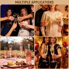 12-Pack Plastic Champagne Flutes, 6oz Square Disposable Toast 12-pack Clear