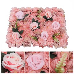 Artificial Flower Wall Panels Backdrop Décor 12-Pcs for Wedding Party, 24″X16″