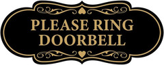 Designer Please Ring Doorbell Sign (Black/Gold) – Small 1 Pack