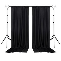 Black Backdrop Curtain for Party, Background Drapes Panels with Rod Pocket, W…