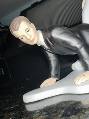 Red Haired Bride Pulling Hubby Wedding Topper