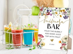 Floral Mimosa Bar Sign, 8 inches x 11 inches, multicolorZJB08