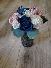 Pink Navy Blue Wedding Centerpieces for Jars Sola Wood Flower Bouquets Shower