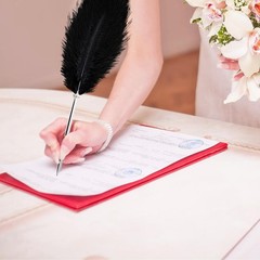 Elegant Black Feather Ballpoint Pen for Wedding Signing – Lightweight & Stylish