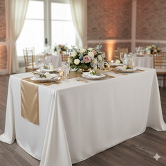 YCC Linens – 5 Pack 14 x 108 Inch L’amour Satin Table Runners for Weddings