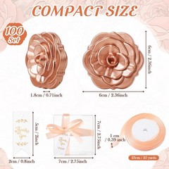 Beeveer 100 Set Rose Compact Mirrors Bulk Wedding Party Favors Gold