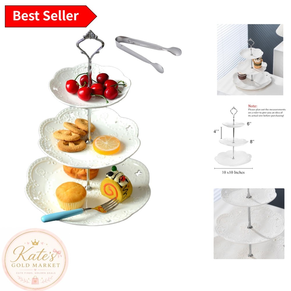 Elegant 3-Tier White Porcelain Cupcake Stand – Perfect for Celebrations
