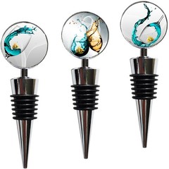 Lockban Wine Bottle Stoppers, Set of 3 Stainless Steel L, Green Glass