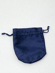 Small Satin Drawstring Pouch Navy Blue Bag